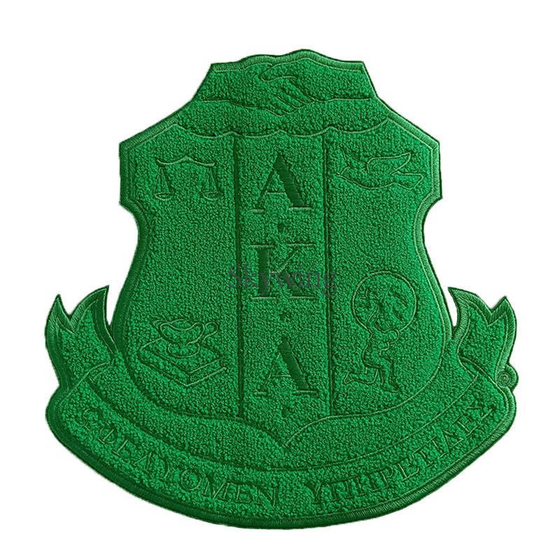 AKA Sorority Shield Chenille Heat Press Patch