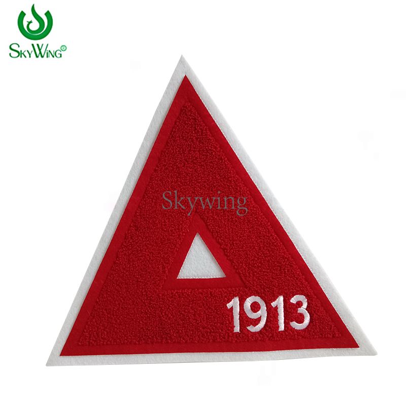 Red Greek Letter Delta 1913 Sorority Iron On Patch Chenille
