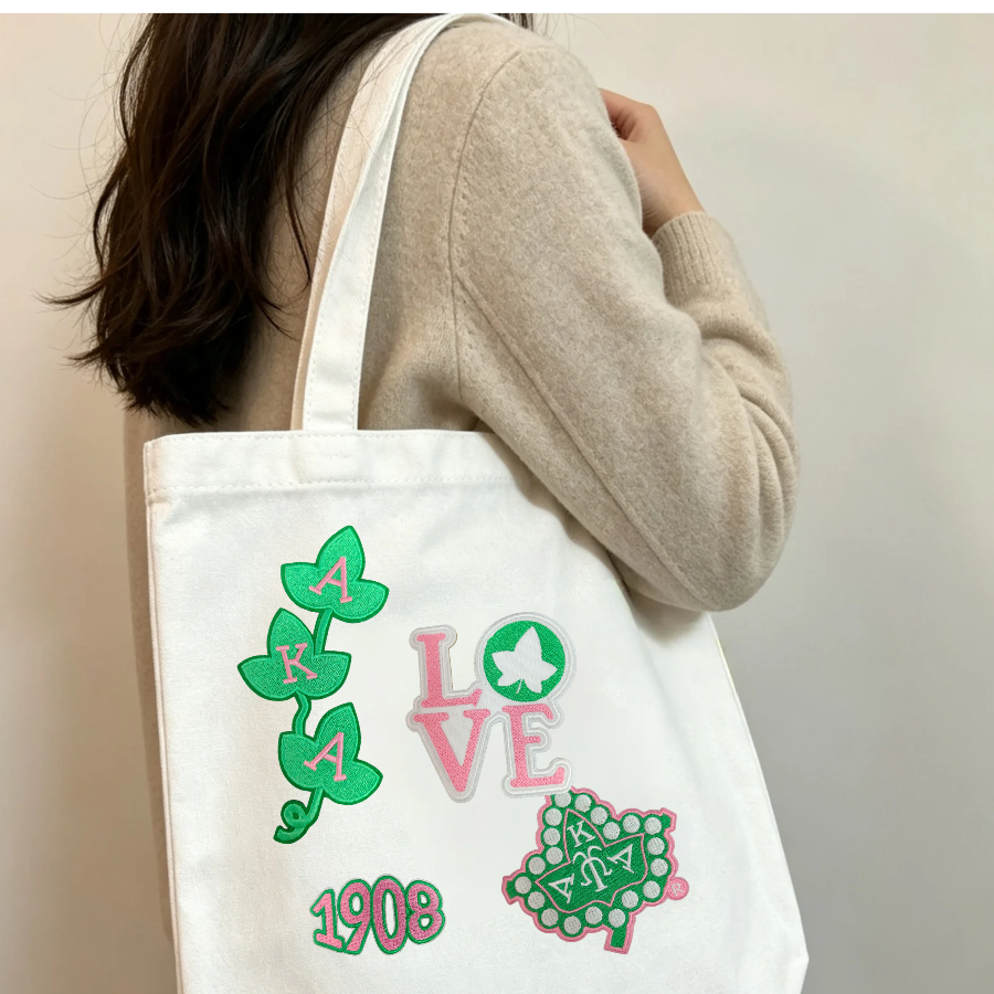 AKA Pink Green Sorority Embroidered Patches