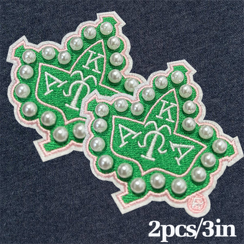 AKA 1908 Sorority 3D Pearls Ivy Shield Embroidered Sew on Patch