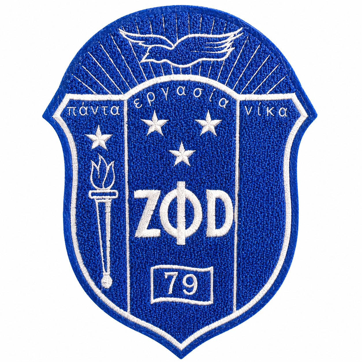 10.5 Inch Zeta Phi Beta Shield Chenille Iron On Patches