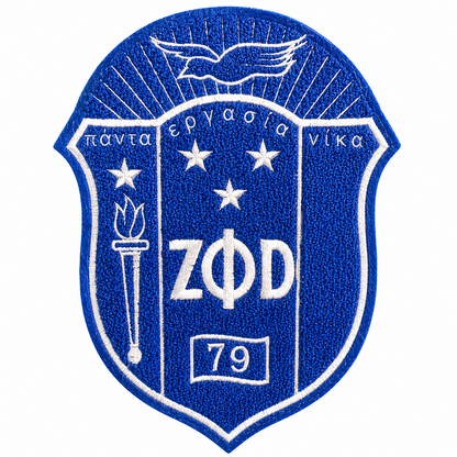 10.5 Inch Zeta Phi Beta Shield Chenille Iron On Patches