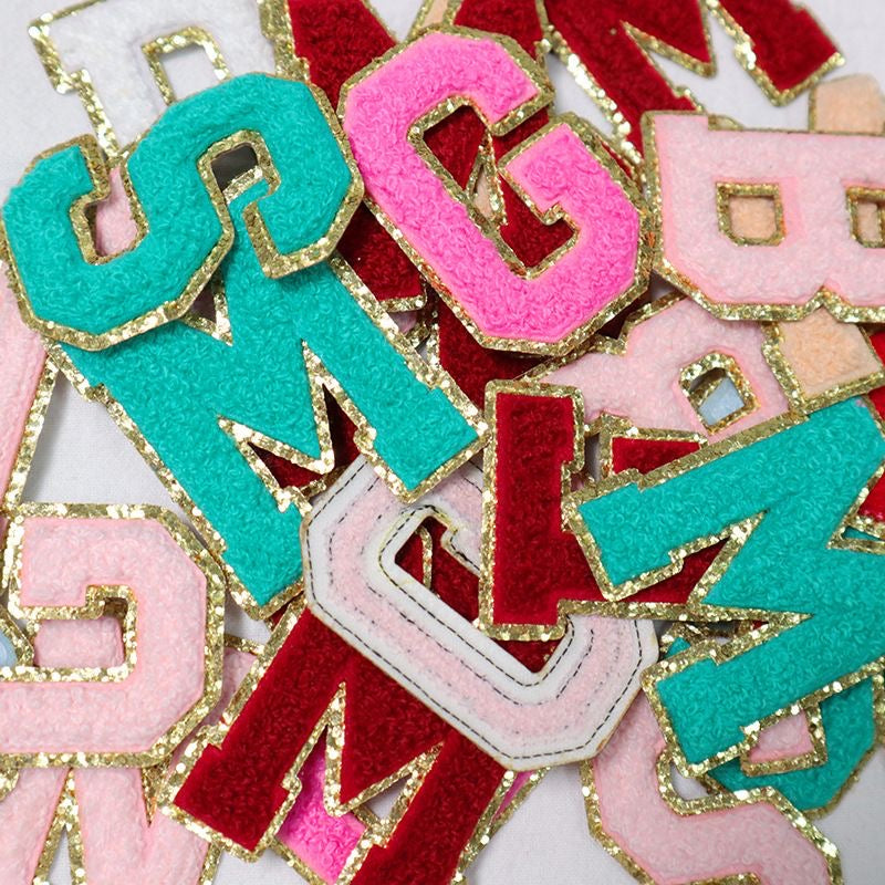 Custom Chenille Letter Patches with Glitter Border