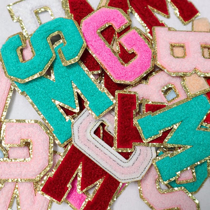 Custom Chenille Letter Patches with Glitter Border