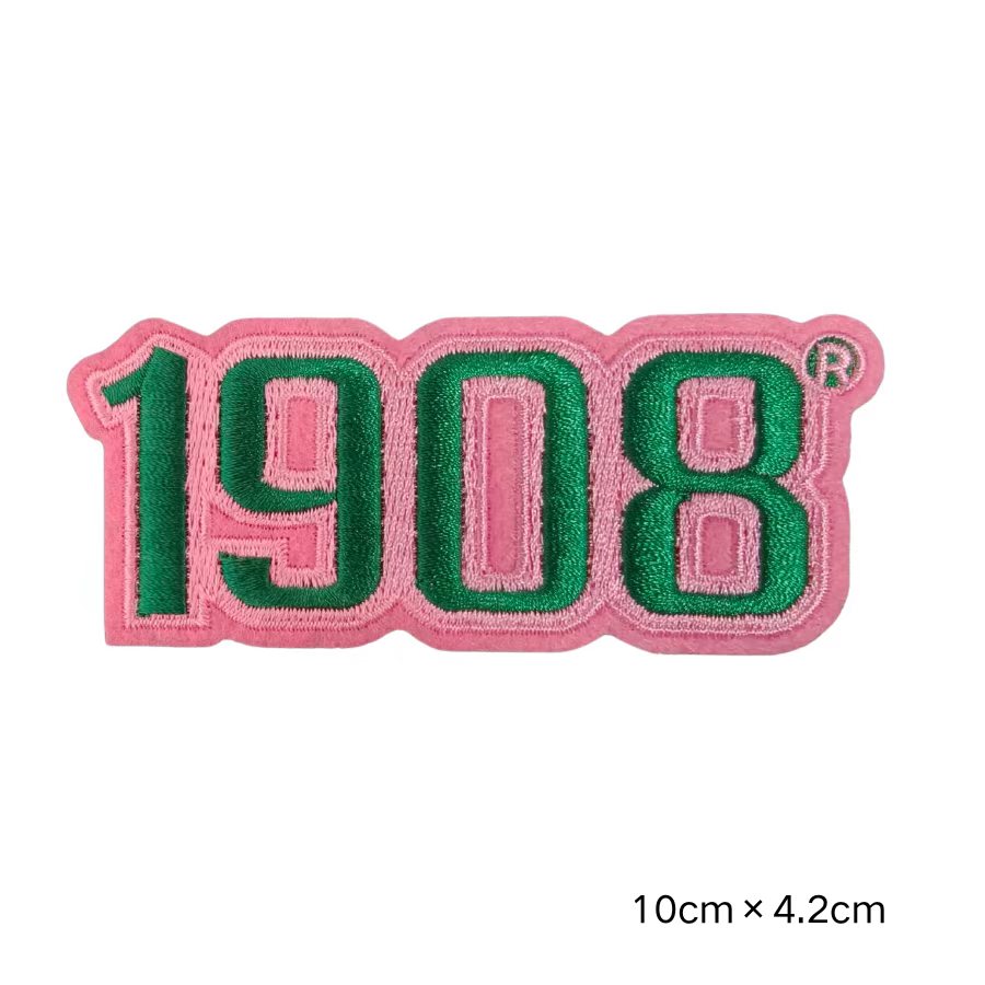 Wholesale Pink Green 1908 AKA Sorority Embroidered Patches