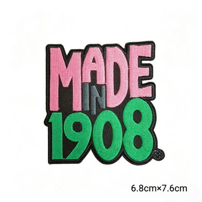 Wholesale Pink Green 1908 AKA Sorority Embroidered Patches