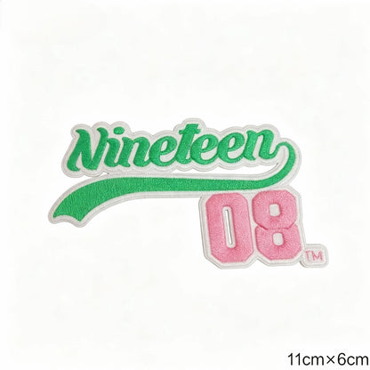 Wholesale Pink Green 1908 AKA Sorority Embroidered Patches