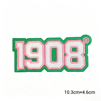 Wholesale Pink Green 1908 AKA Sorority Embroidered Patches