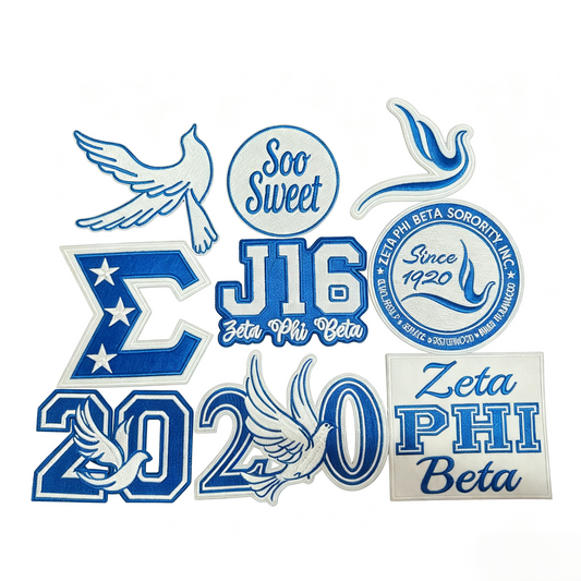 9Pcs Zeta Phi Beta Themed Embroidery Patches