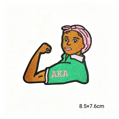 AKA Sorority 1908 Embroidered Iron On Patches Set