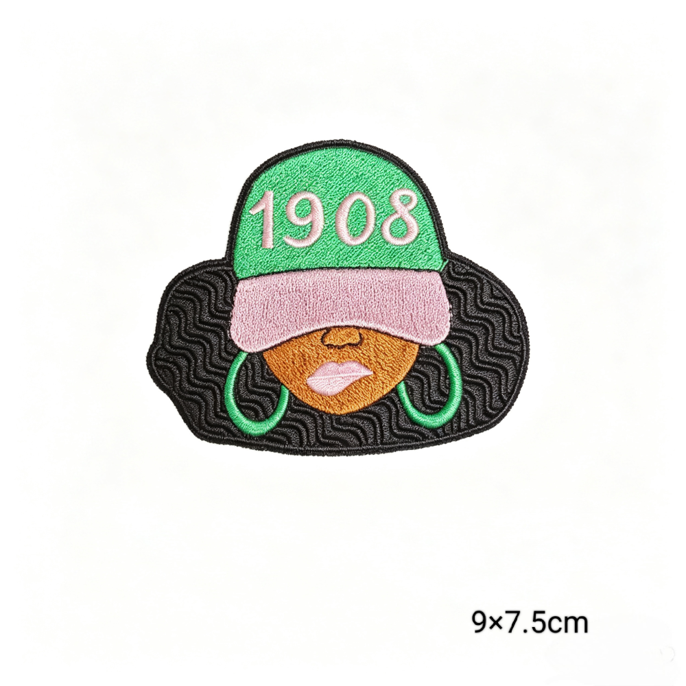 AKA Sorority 1908 Embroidered Iron On Patches Set