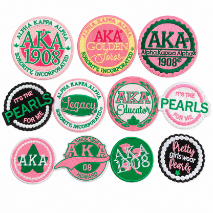 AKA 1908 Sorority Round Embroidered Patches Set