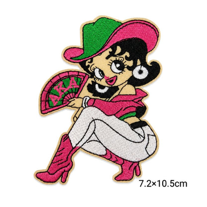 AKA 1908 & HBCU Love Heart Betty Boop Crest Iron On Patches
