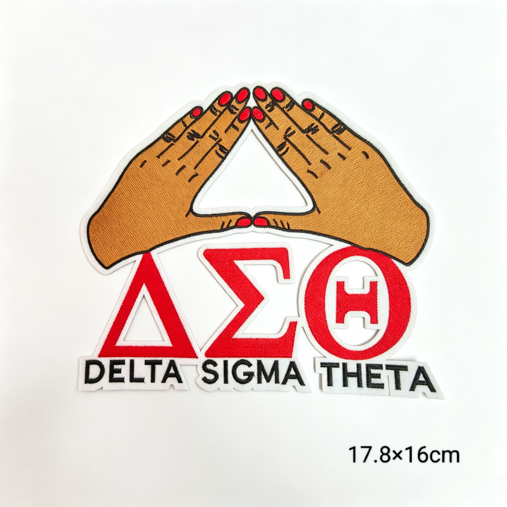 Delta Sigma Theta Hand Sign Chenille & Embroidered Iron On Patches