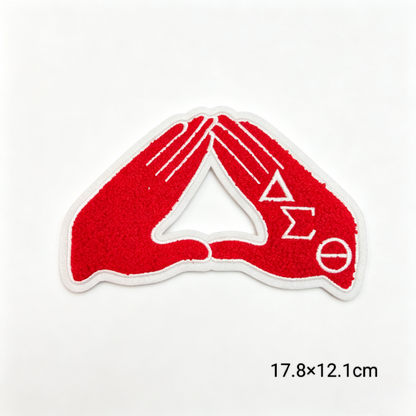Delta Sigma Theta Hand Sign Chenille & Embroidered Iron On Patches