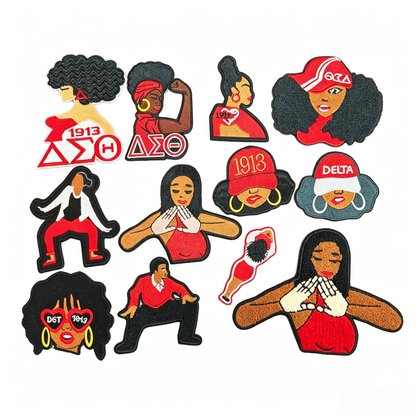 Delta Sigma Theta 1913 Sorority Red Black Humanoid pattern Iron On Patches