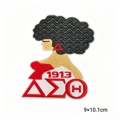 Delta Sigma Theta 1913 Sorority Red Black Humanoid pattern Iron On Patches