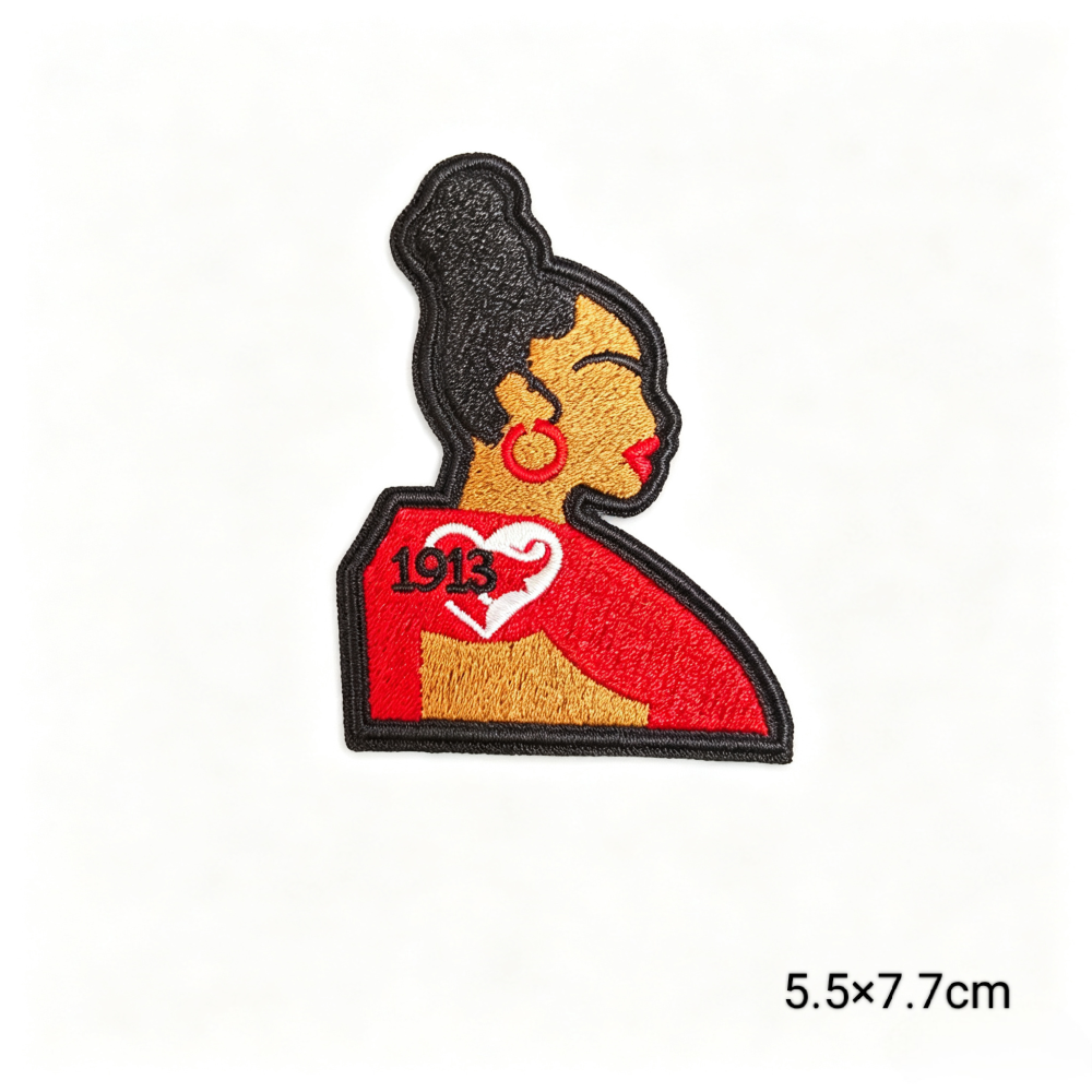 Delta Sigma Theta 1913 Sorority Red Black Humanoid pattern Iron On Patches