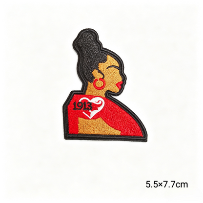 Delta Sigma Theta 1913 Sorority Red Black Humanoid pattern Iron On Patches