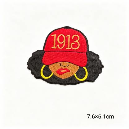 Delta Sigma Theta 1913 Sorority Red Black Humanoid pattern Iron On Patches