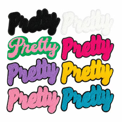 Pretty Chenille Letter Patches Iron-On Embroidered Appliques