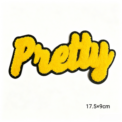 Pretty Chenille Letter Patches Iron-On Embroidered Appliques