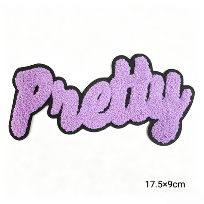 Pretty Chenille Letter Patches Iron-On Embroidered Appliques