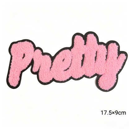 Pretty Chenille Letter Patches Iron-On Embroidered Appliques