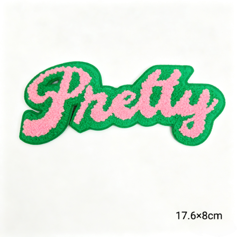 Pretty Chenille Letter Patches Iron-On Embroidered Appliques
