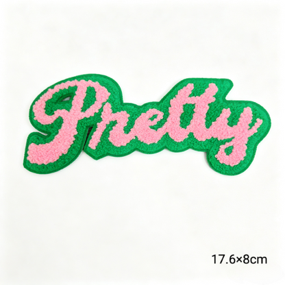 Pretty Chenille Letter Patches Iron-On Embroidered Appliques