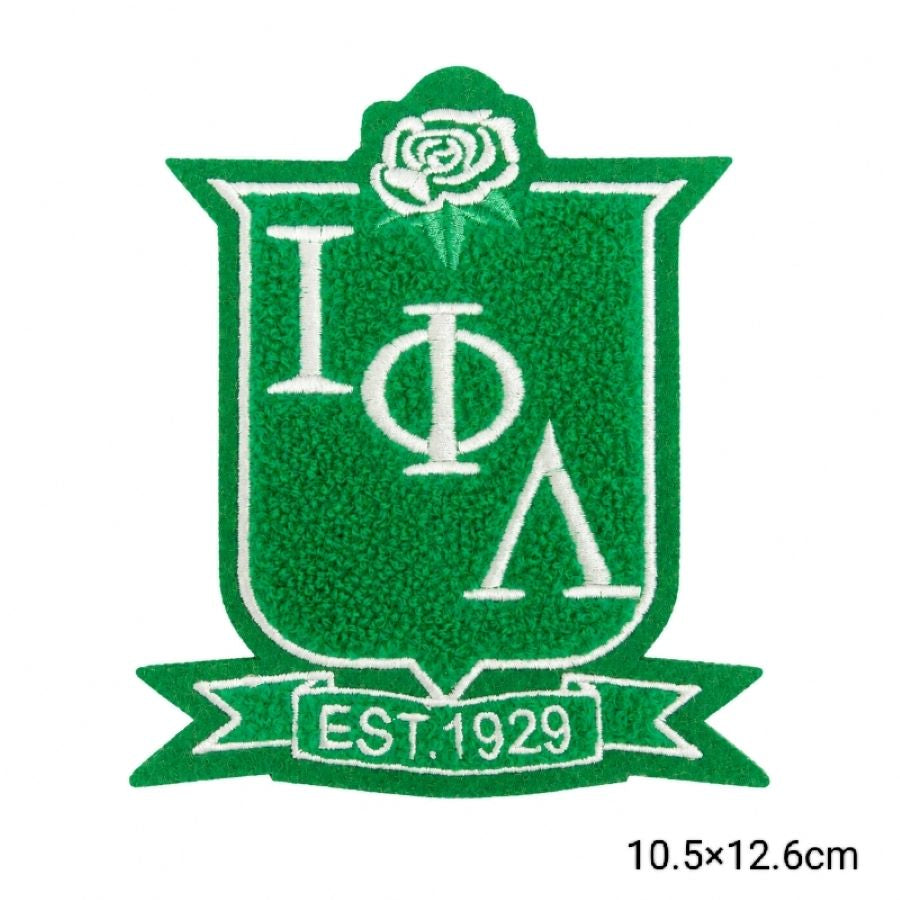 Iota Phi Lambda Sorority Green Chenille Patches Set