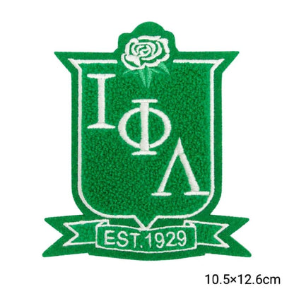 Iota Phi Lambda Sorority Green Chenille Patches Set