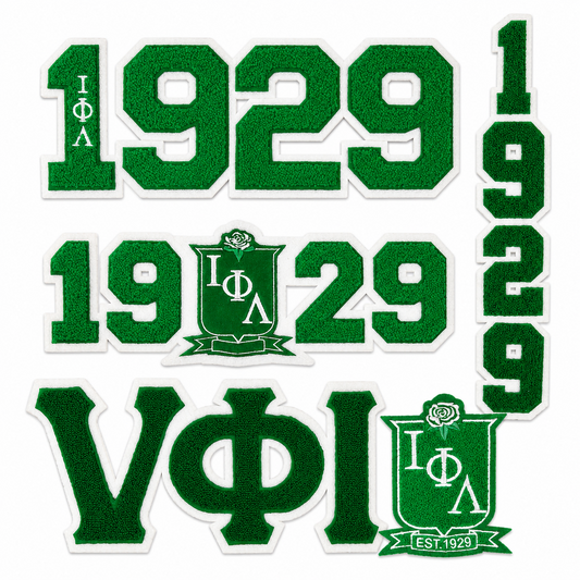 Iota Phi Lambda Sorority Green Chenille Patches Set