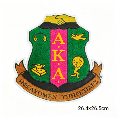 10.5 inch Greek AKA Sorority Embroidered shield Patches