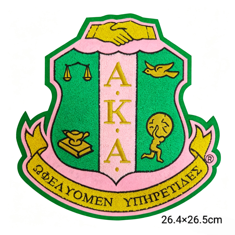 10.5 inch Greek AKA Sorority Embroidered shield Patches