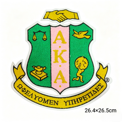 10.5 inch Greek AKA Sorority Embroidered shield Patches