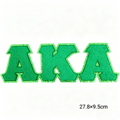 Glitter Edge Chenille Greek Letter Patches Iron‑on Sorority Fraternity Alphabet Patches DIY Clothing Jacket Hat Decor Accessories