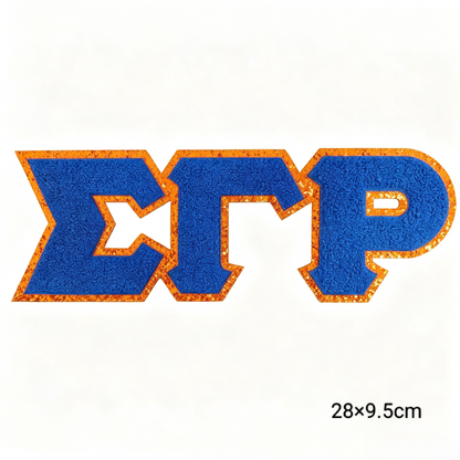 Glitter Edge Chenille Greek Letter Patches Iron‑on Sorority Fraternity Alphabet Patches DIY Clothing Jacket Hat Decor Accessories