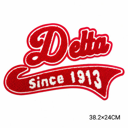 Delta Sigma Theta Chenille Letter Patch Red White Embroidered