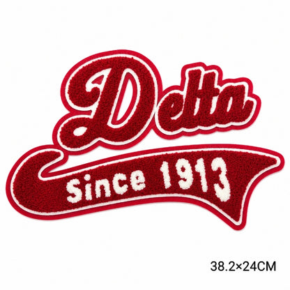 Delta Sigma Theta Chenille Letter Patch Red White Embroidered