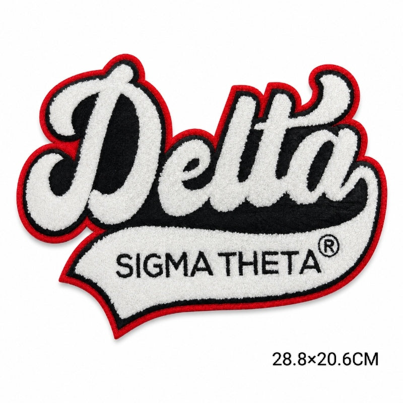 Delta Sigma Theta Chenille Letter Patch Red White Embroidered
