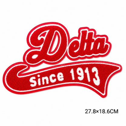 Delta Sigma Theta Chenille Letter Patch Red White Embroidered