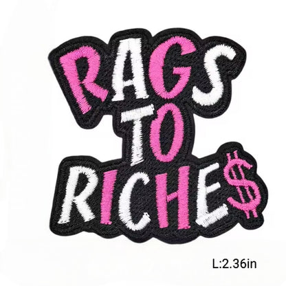 Hot Pink/Black Trendy Letter Embroidery Iron-on Patches Various Inspirational Slogan & Letters