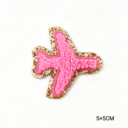 Custom Embroidered Patches Aeroplane Pattern Variety Colors Glitter Effect Sequins Felt Fabric
