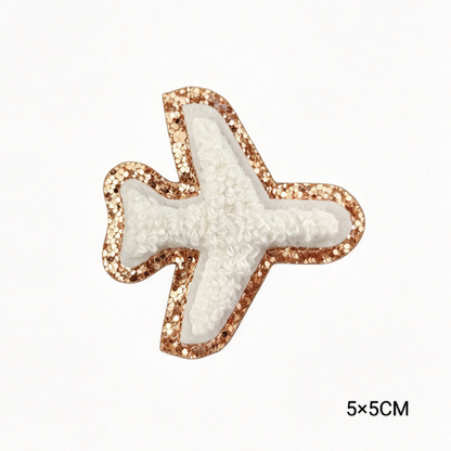 Custom Embroidered Patches Aeroplane Pattern Variety Colors Glitter Effect Sequins Felt Fabric