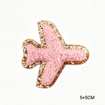 Custom Embroidered Patches Aeroplane Pattern Variety Colors Glitter Effect Sequins Felt Fabric