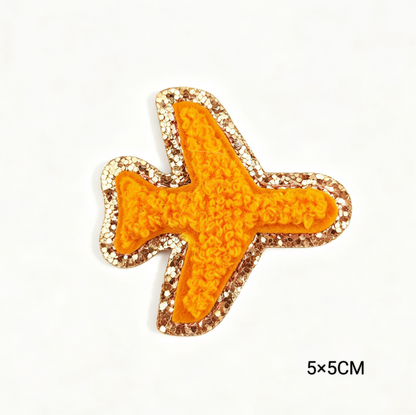 Custom Embroidered Patches Aeroplane Pattern Variety Colors Glitter Effect Sequins Felt Fabric