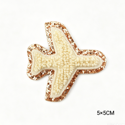 Custom Embroidered Patches Aeroplane Pattern Variety Colors Glitter Effect Sequins Felt Fabric
