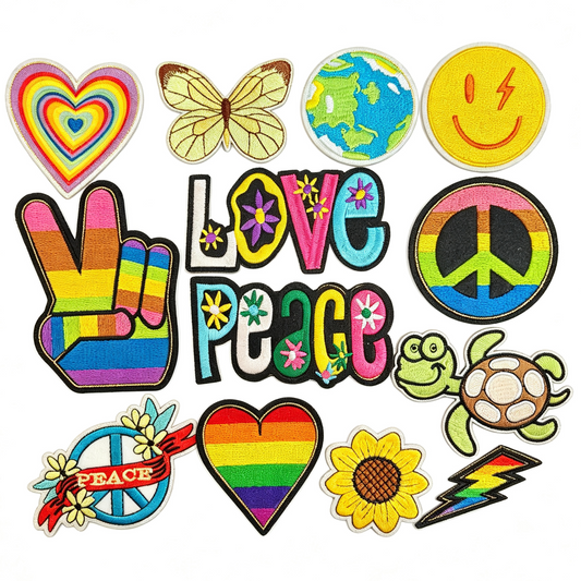 Custom Rainbow Peace Love Embroidery Iron On Patches