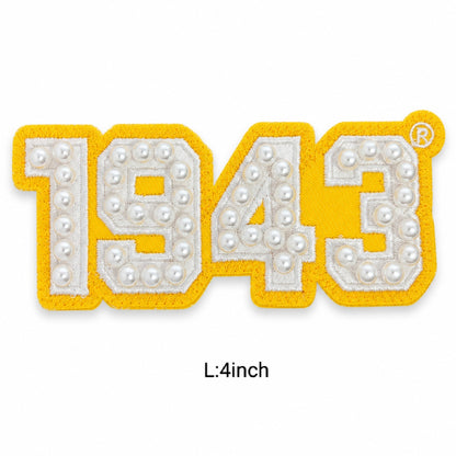 Custom 3D Pearl Beaded Number Iron On Patches Greek Sorority Embroidered Appliques
